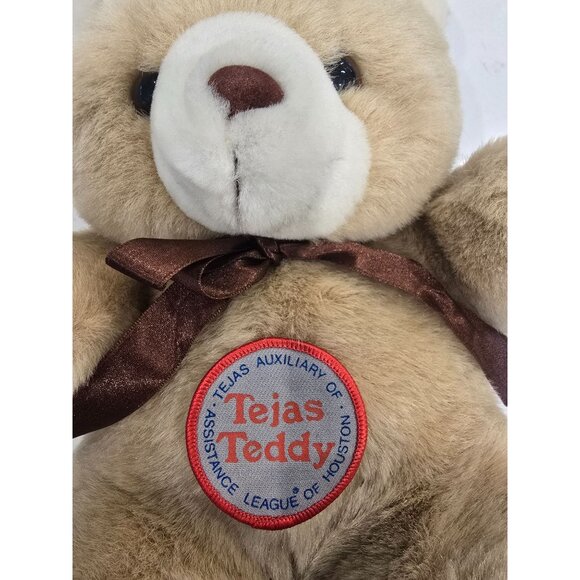 Tejas Teddy Bear Plush With Brown Bow & Patch - Picture 4 of 4